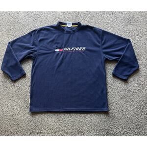 Vintage Tommy Hilfiger Athletics Spell Out Navy Sweatshirt Size XL